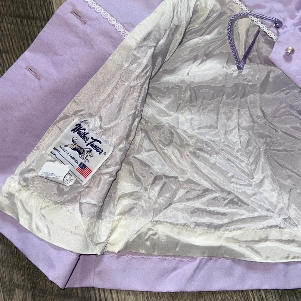 Weather tamer Vintage Lavender lace trim Hooded Jacket girls size 12‎ months